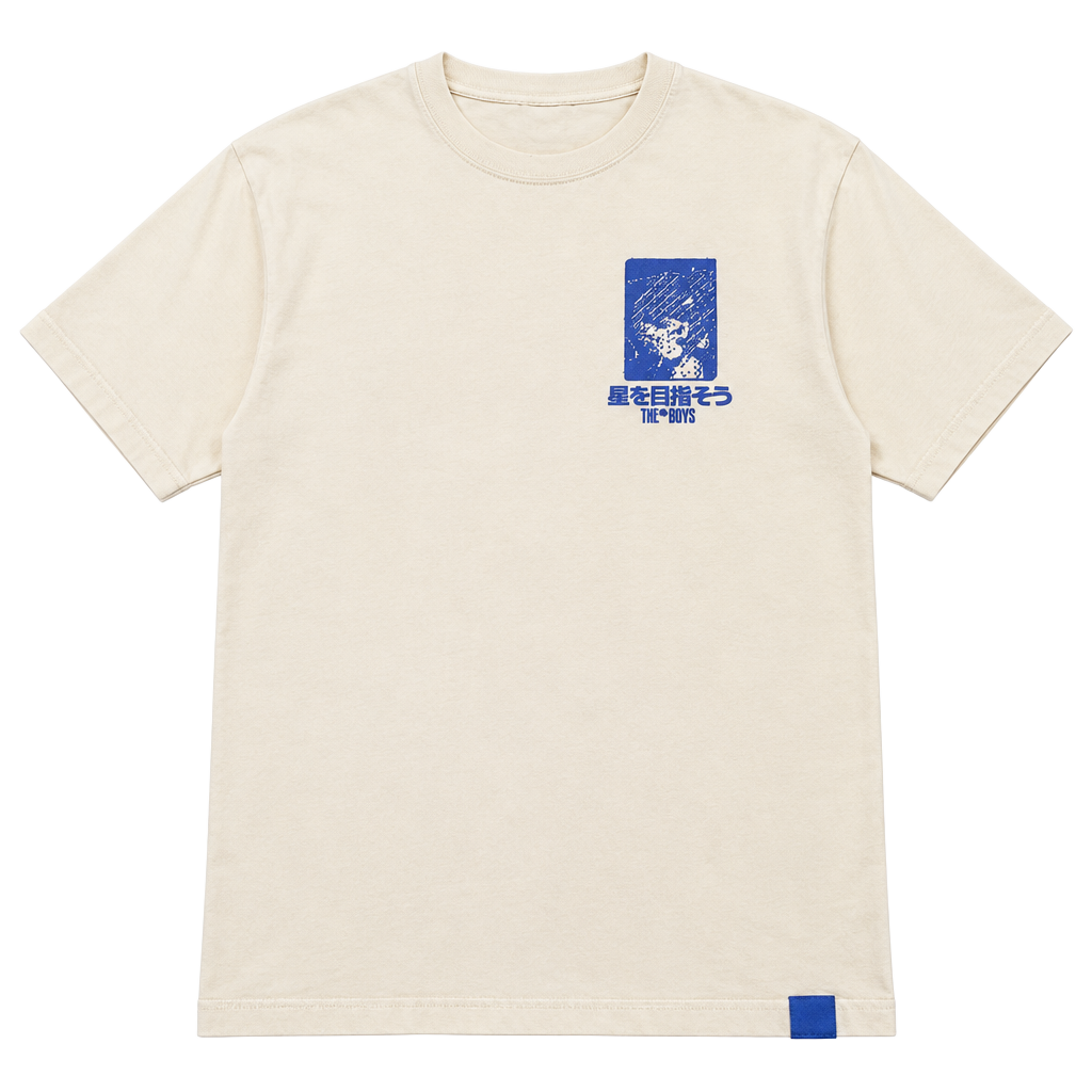 The 23 Boys Graphic T-Shirt Size Small Off White Blue Techwear Anime 1