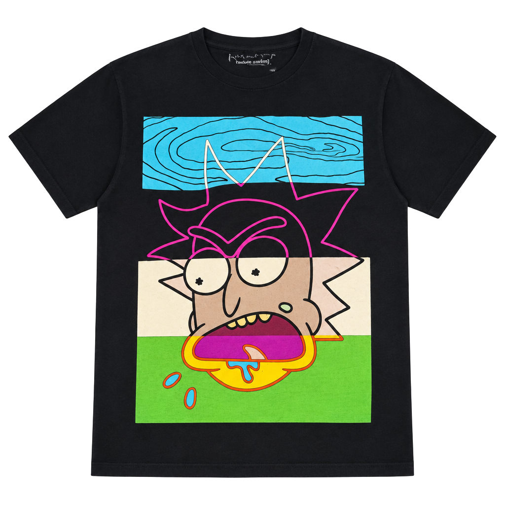 Rick and Morty Color Divisions T-Shirt Size M Black Graphic Tee 1