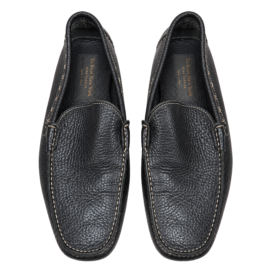 To Boot New York Adam Derrick Black Pebbled Leather Driving Loafers 1