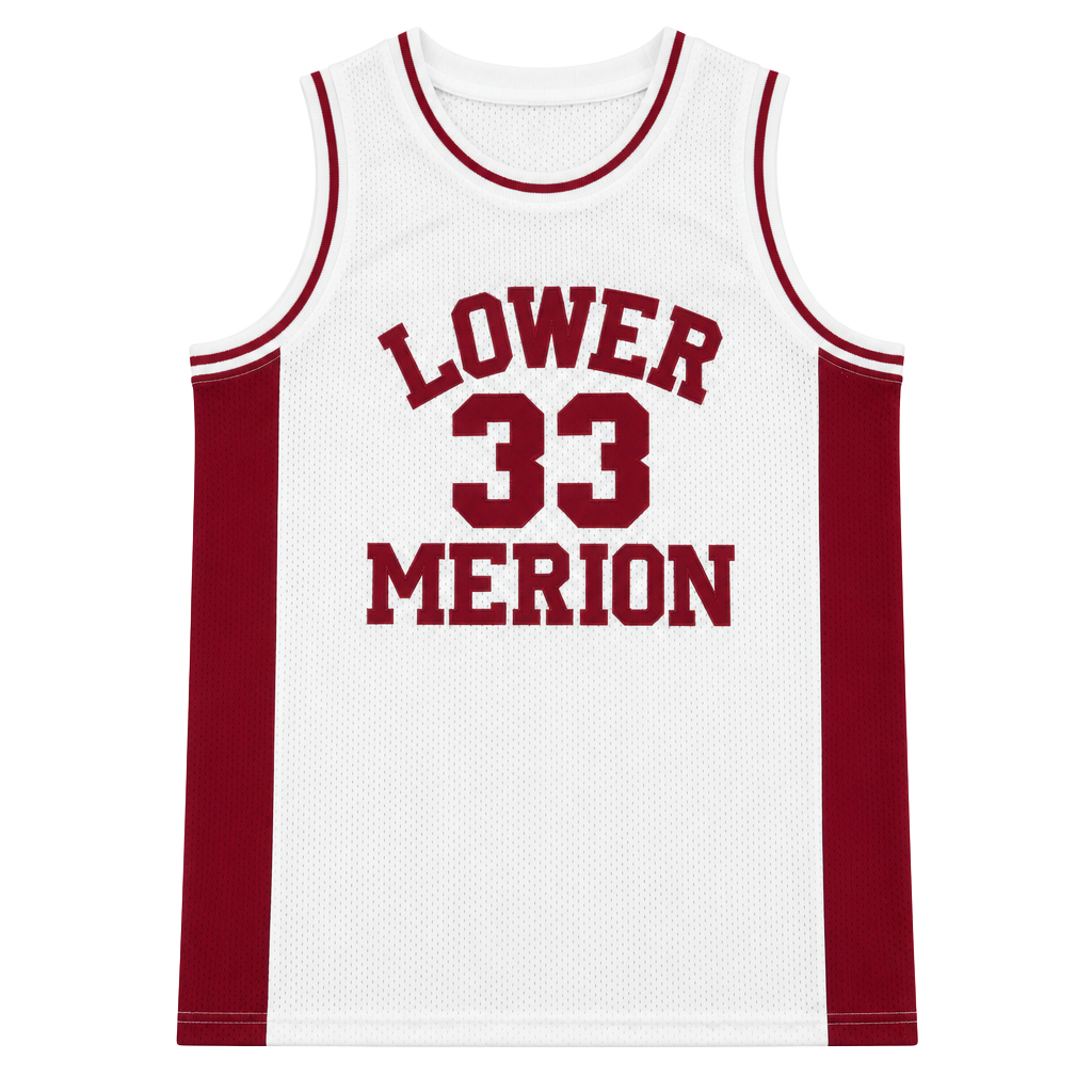 Kobe Bryant Lower Merion HS Basketball Jersey 33 Size M White Red Mesh 1