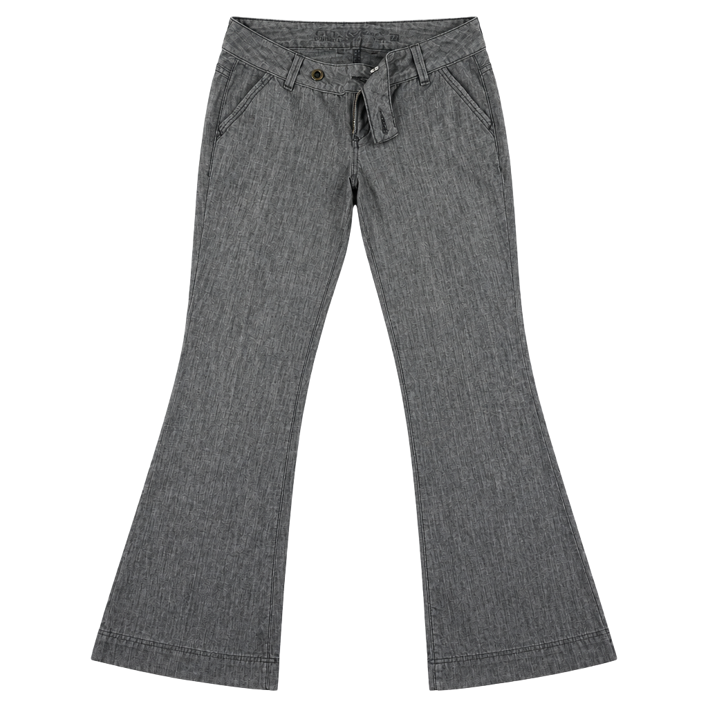 Guess Jeans Flare Trouser Size 27 Gray Herringbone Denim Pants 1