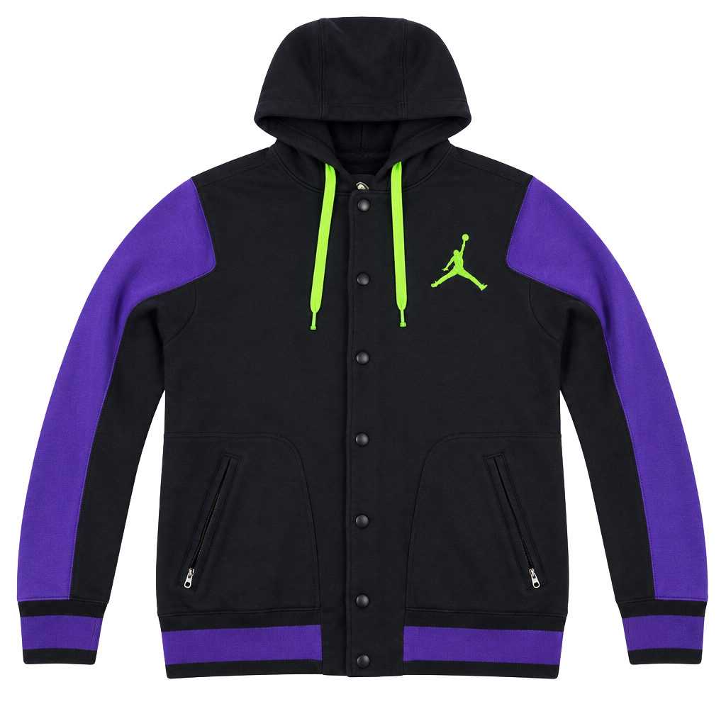 Jordan Varsity Hoodie Size L Black Purple Green 1