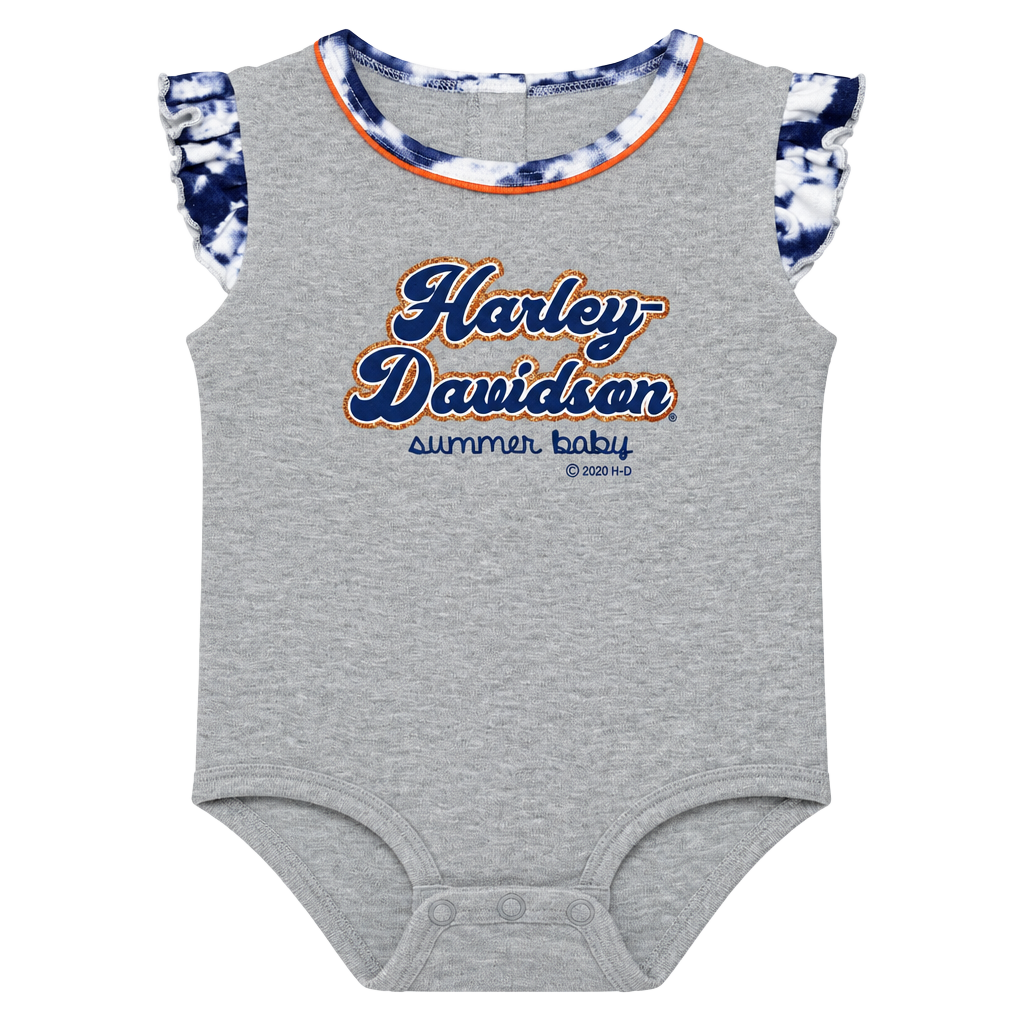Harley-Davidson Summer Baby Romper Size 24M Gray Tie-Dye 1