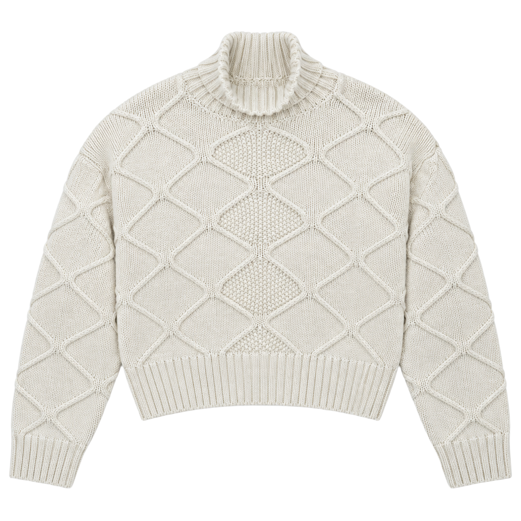 Banana Republic Mock Neck Cable Knit Sweater Size S Cream Button Cuffs 1