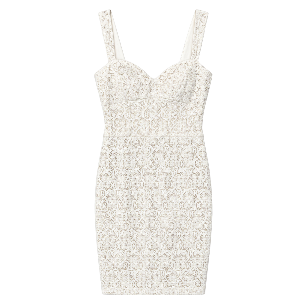 Boston Proper Lace Dress Size 2 White Cocktail Bodycon Sweetheart 1