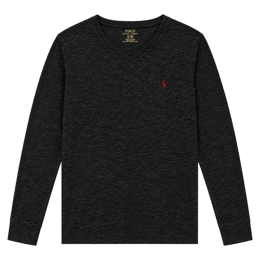 Polo Ralph Lauren Long Sleeve V-Neck T-Shirt Size XL Charcoal Gray 1