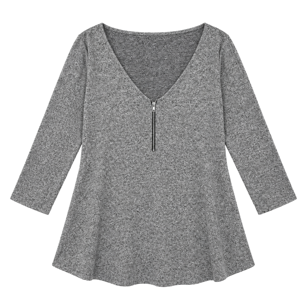 Green Envelope V-Neck Zip Top Size 3X Gray Marled Tunic Sweater 1
