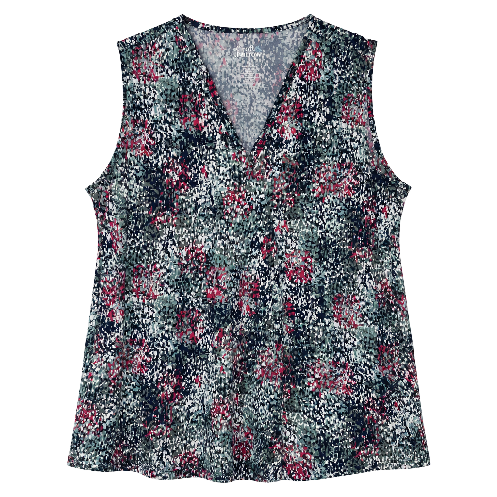 Croft & Barrow V-Neck Sleeveless Blouse Size XL Multicolor Speckled 1
