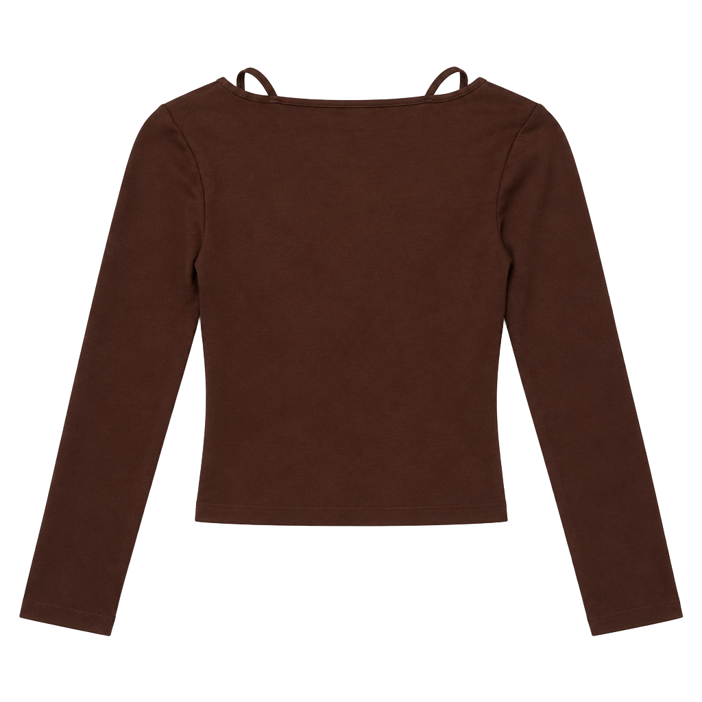 Abercrombie & Fitch Square Neck Long Sleeve Top Size XS Brown 1