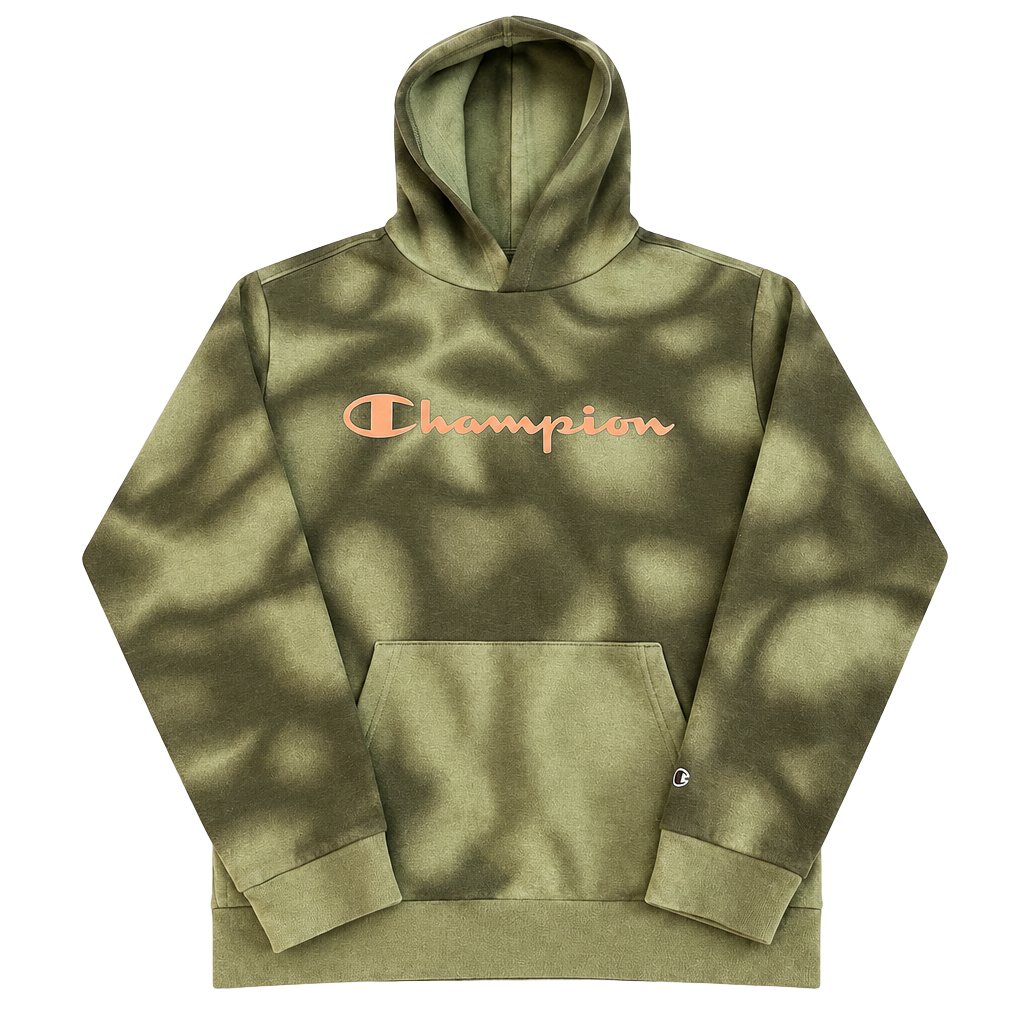 Yth Champion Hoodie Size L (14/16) Green Tie Dye Pullover Sweatshirt Fall Winter 1