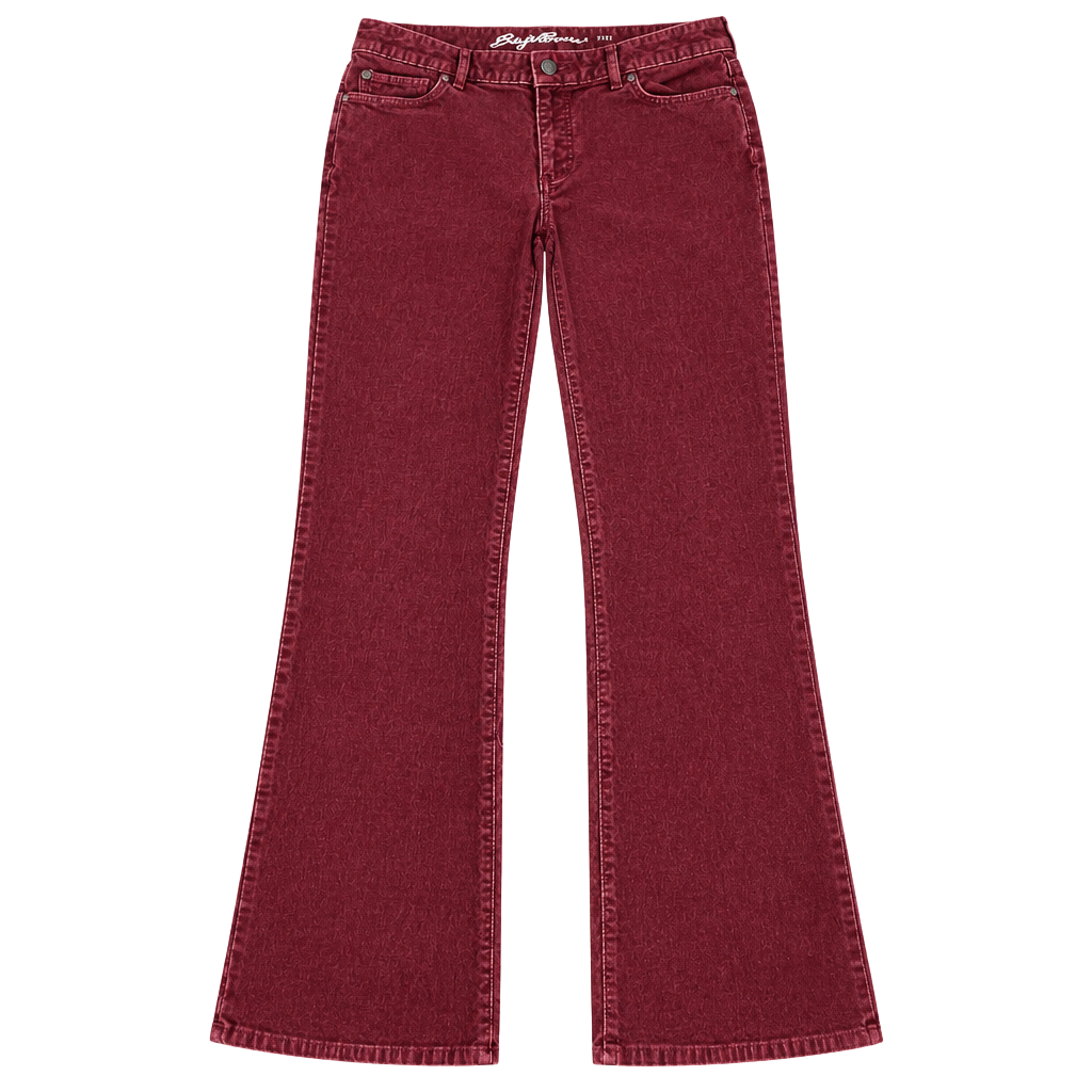 Women’s Eddie Bauer Corduroy Flare Pants Burgundy Size 8 Curvy Bootcut Fall 1