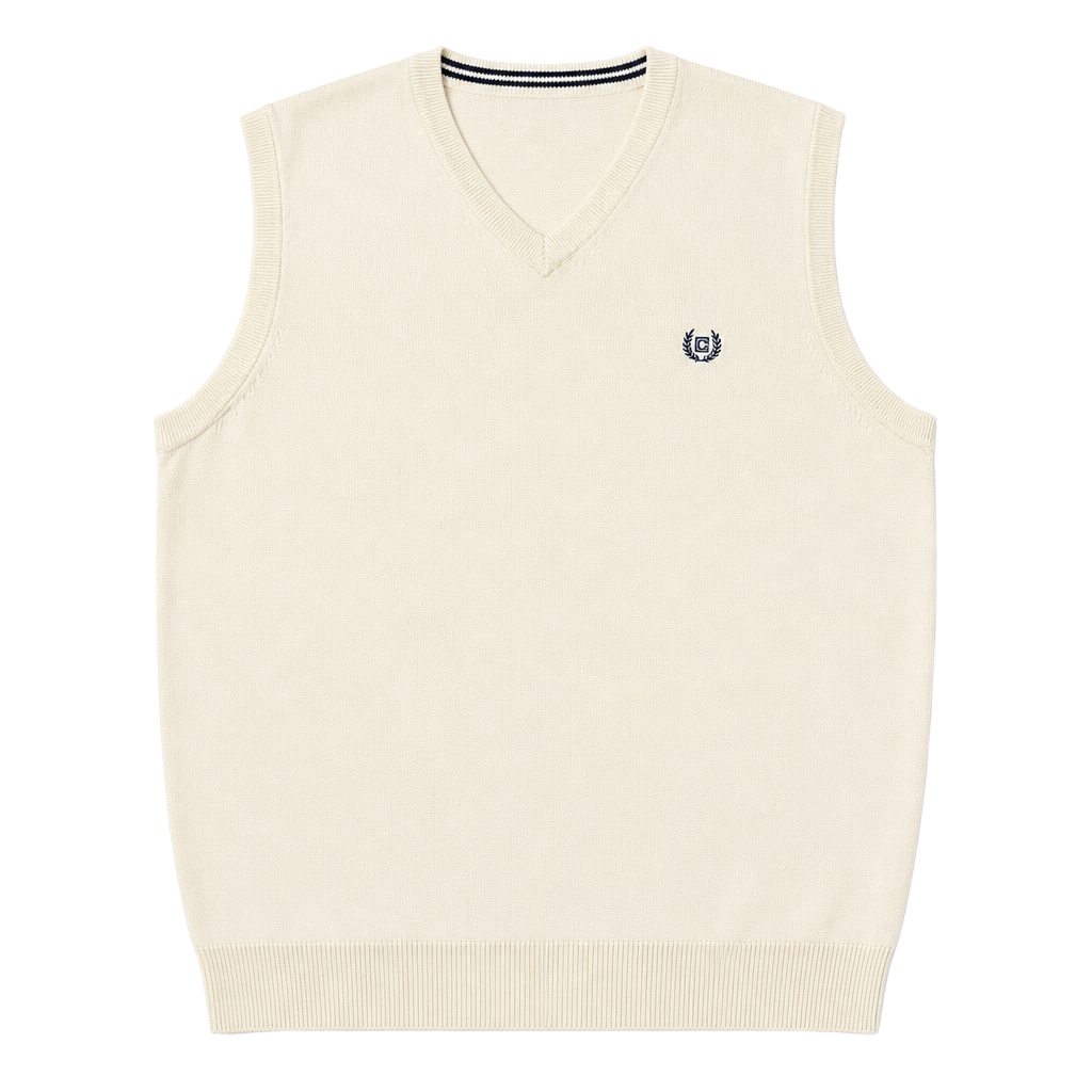 Chaps Est. 1978 Men’s 100% Cotton V- Neck Sleeveless Vest Cream Size L Golf 1