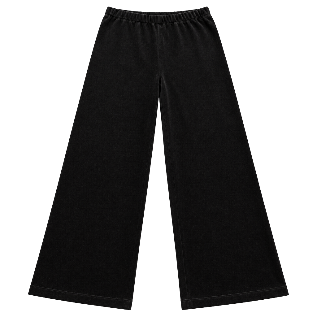 Women’s Lands' End Black Velvet Pants Size Med Elastic Waist Wide Leg Holiday 1