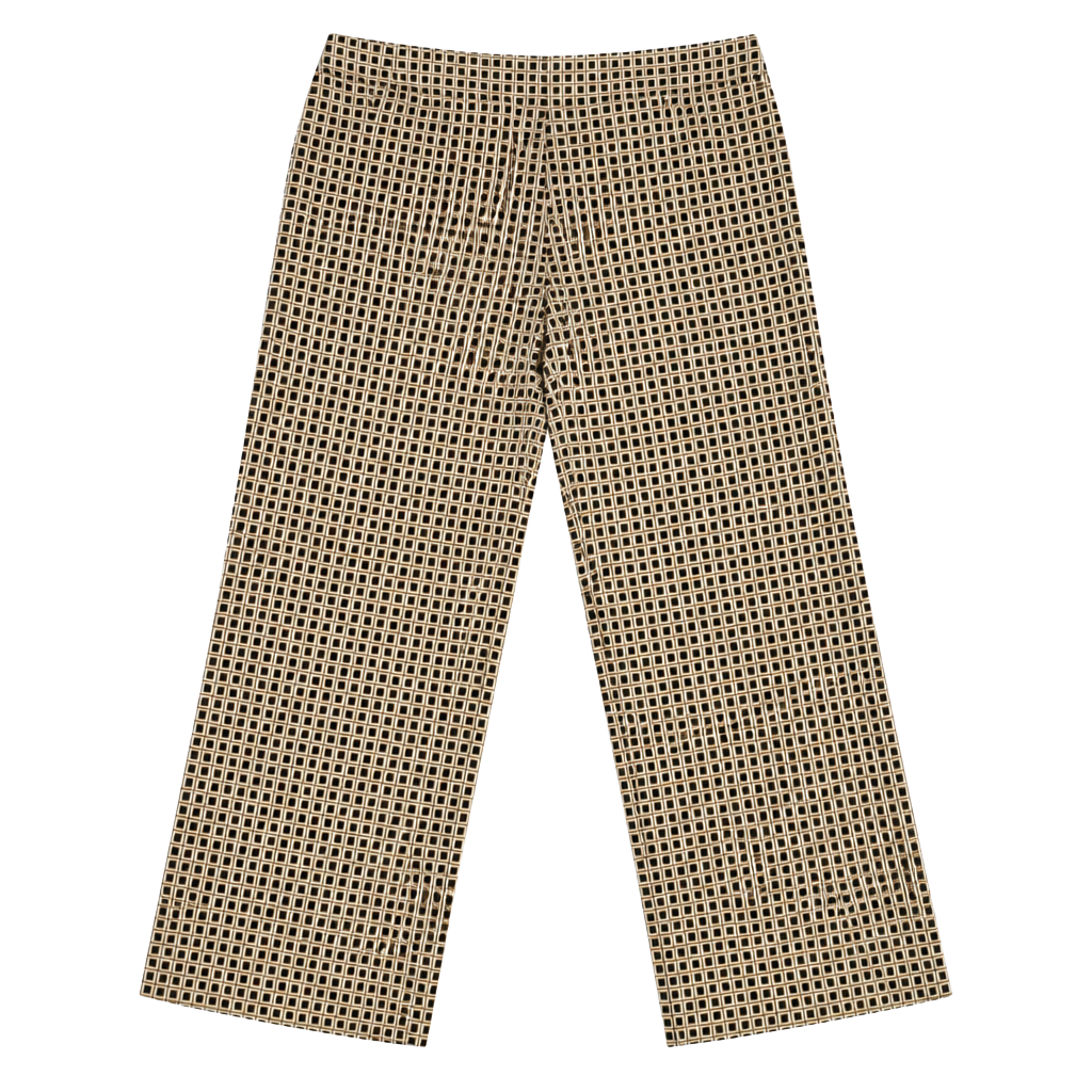Vintage y2k mod George Stretch Pants Size 12 White Brown Check Geometric Cropped 1