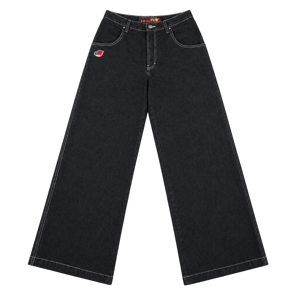 Vintage 90s Jnco Pipes Jeans Size 33x34 Black Denim Wide Leg 1
