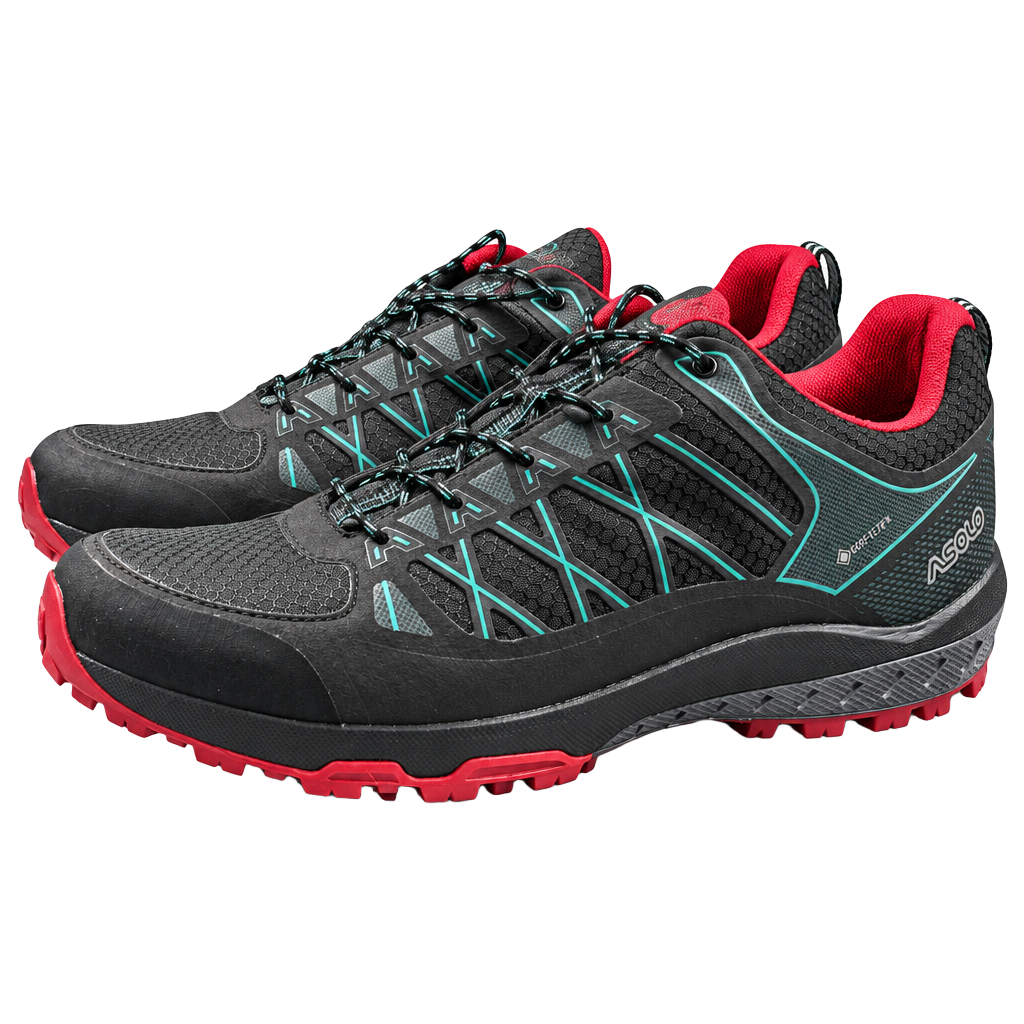 Rare/Sold Out Colorway Asolo Grid Gv Mm Size 8.5 Black Red Blue Hiking Shoes 1