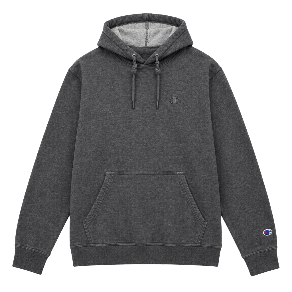Champion Hoodie Size L Gray Embroidered Pullover Sweatshirt 1