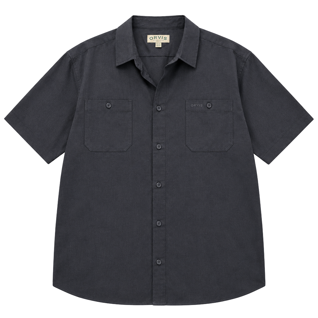 Orvis Short Sleeve Woven Tech Shirt Size XL Navy Blue 1