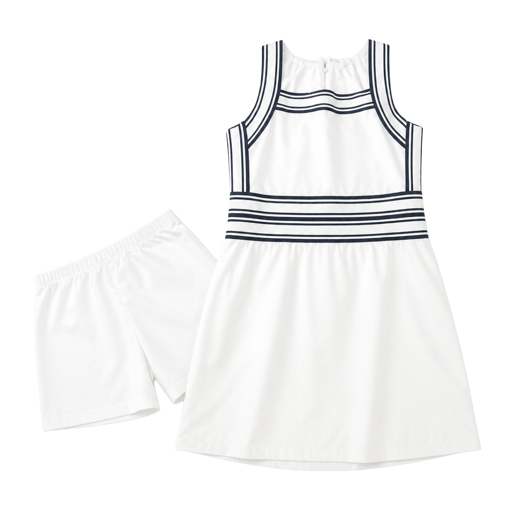 TCEC Active Dress Size M White Striped Athletic Skirt with Shorts 1