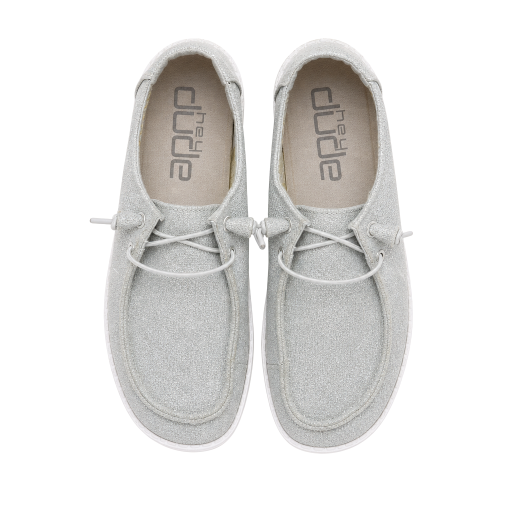 Hey Dude Women's Wendy Stretch Sparkling White Shoes Size 10 1