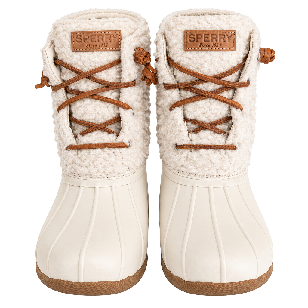 Sperry Saltwater Duck Boots Size 7M Ivory Sherpa 1