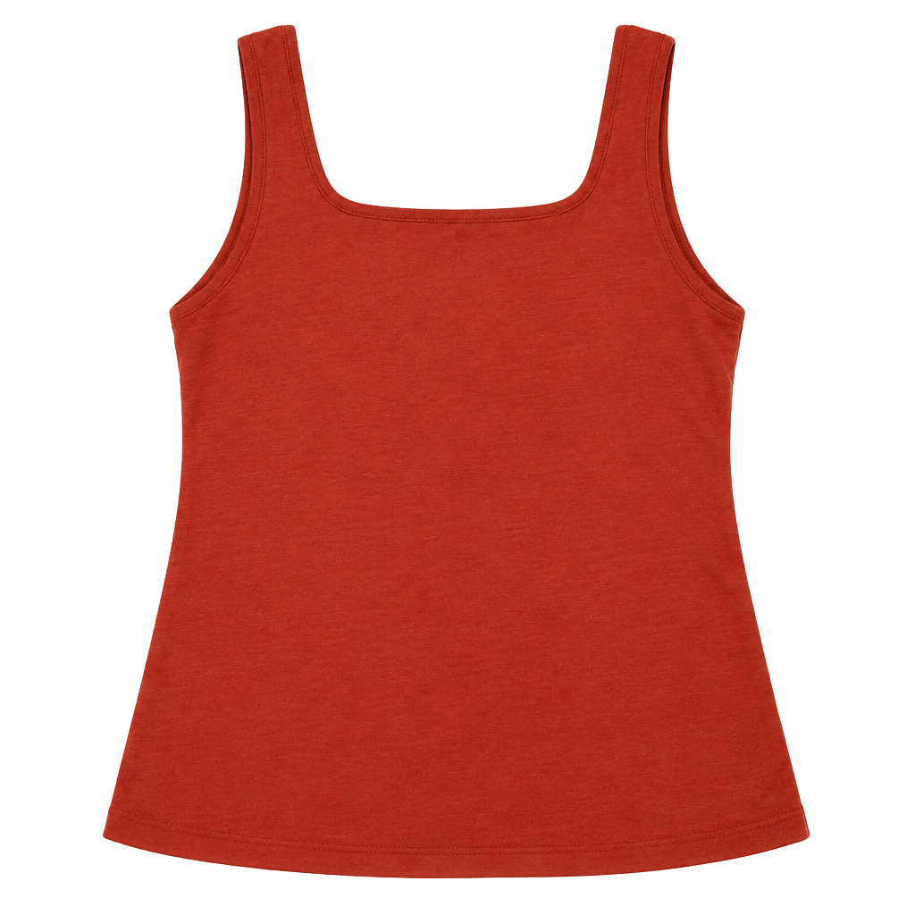 OGL Tank Top Size 2XL Rust Red Square Neck Ruched Built In Bra 1