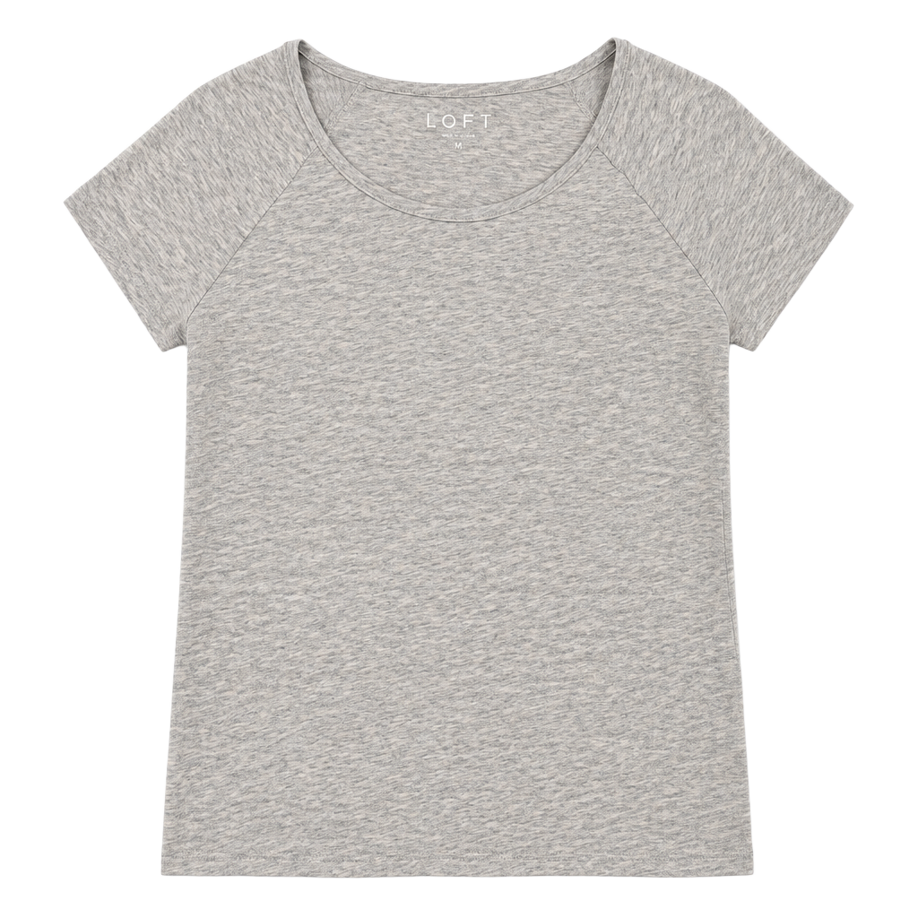 LOFT T-Shirt Size M Gray Heathered Short Sleeve Tee Scoop Neck 1