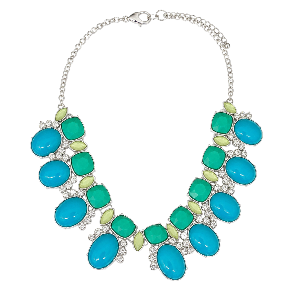 Lia Sophia Kimberly Claire Silver-Tone Convertible Statement Necklace with Turquoise and Crystals 1