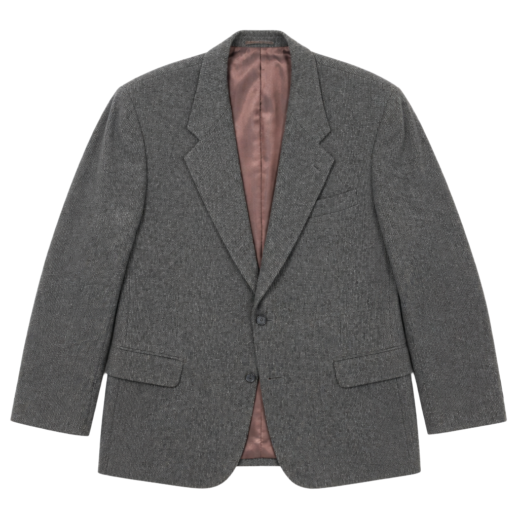 Vintage Men's Textured Wool Blend Blazer - Charcoal Grey Sport Coat 1
