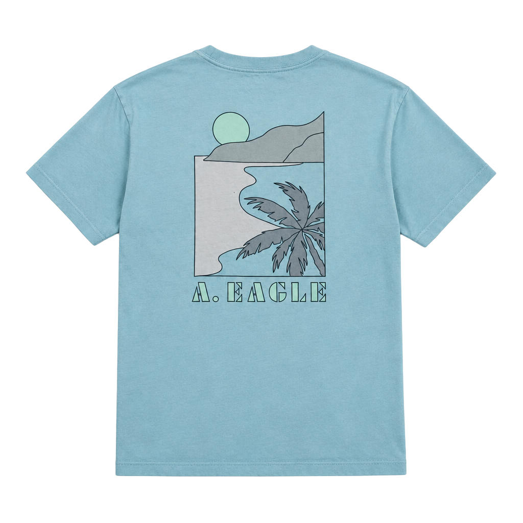 American Eagle Graphic T-Shirt Size M Blue Surf 1977 Short Sleeve 1