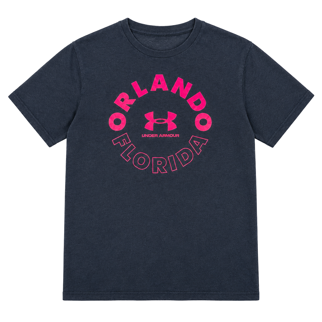 Under Armour Orlando Florida T-Shirt Size MD Black Pink Logo HeatGear 1