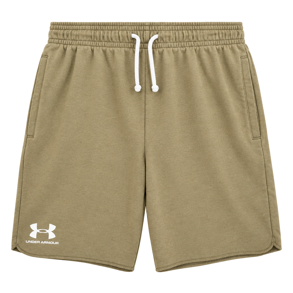 Under Armour Rival Terry Shorts Size L Khaki Drawstring 1