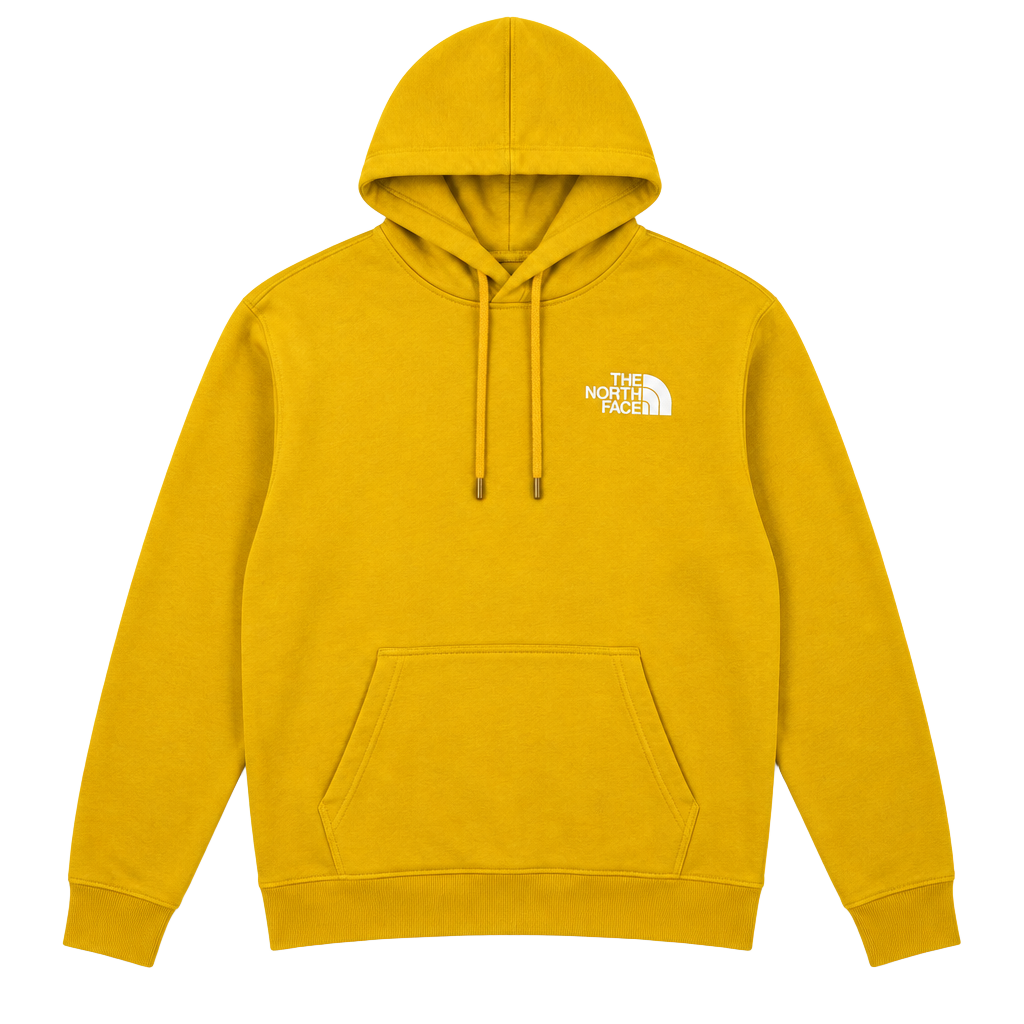 The North Face Box NSE Pullover Hoodie Yellow Gold Graphic Sweatshirt 1