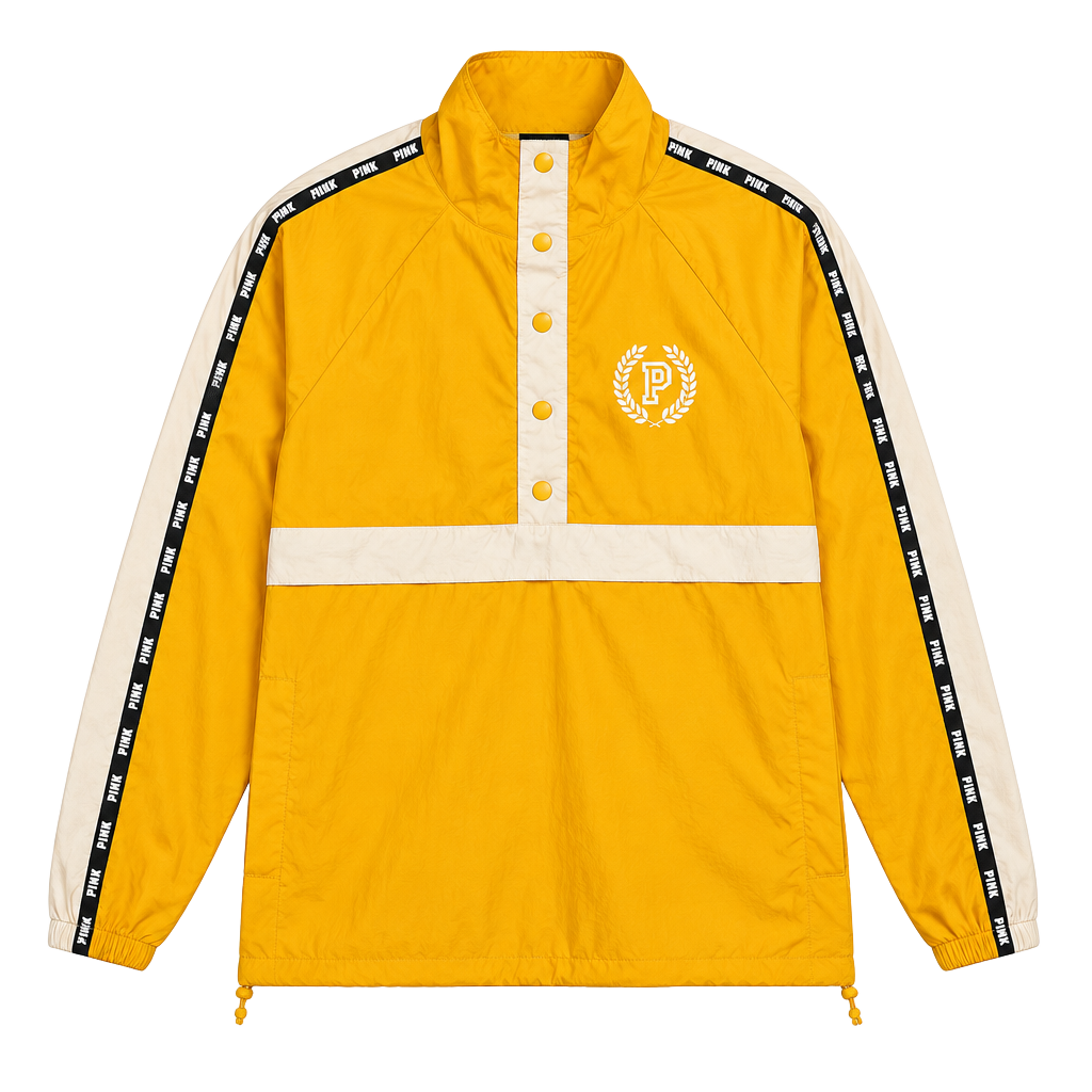 Victoria's Secret Pink Anorak Windbreaker Jacket Yellow White 1