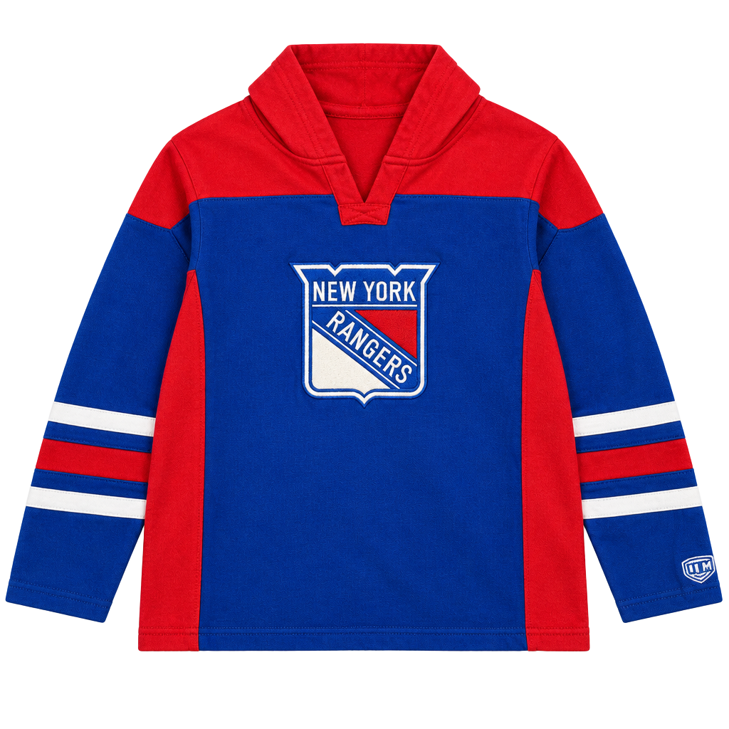 Old Time Hockey New York Rangers Hoodie Size L/G Youth Red Blue Lacer Sweatshirt 1