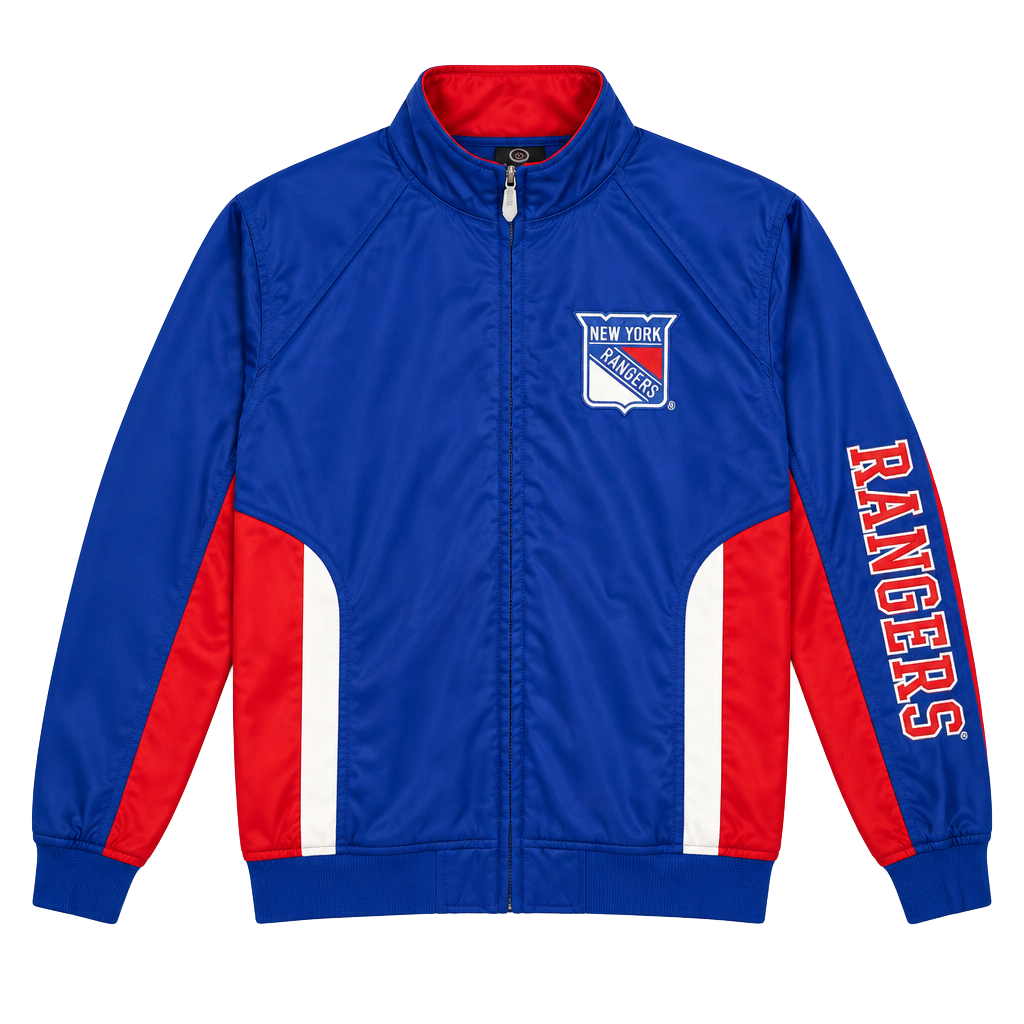 Majestic New York Rangers Track Jacket Kids Size L Blue Red Full Zip 1