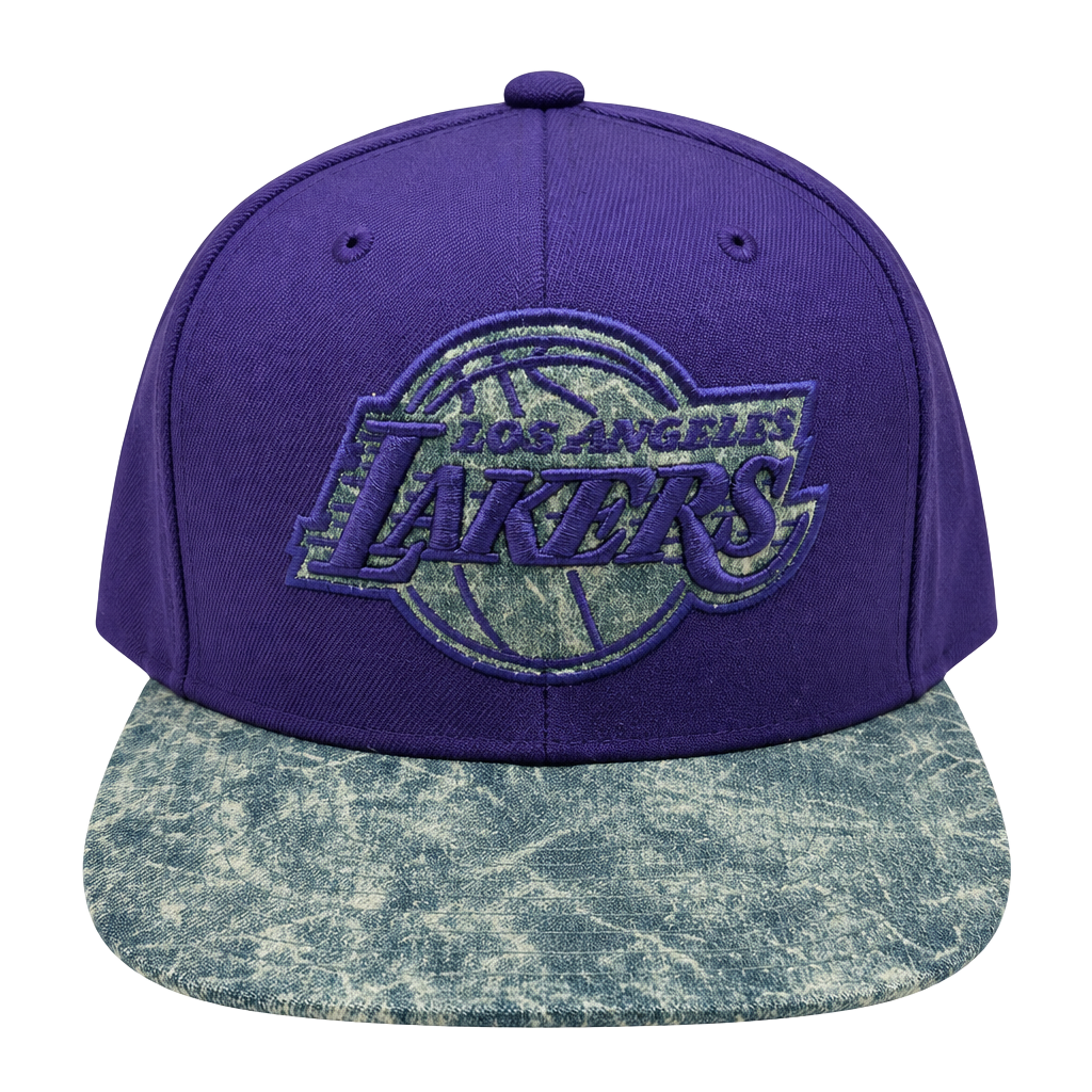 Mitchell & Ness Los Angeles Lakers Acid Wash Brim Snapback Hat 1