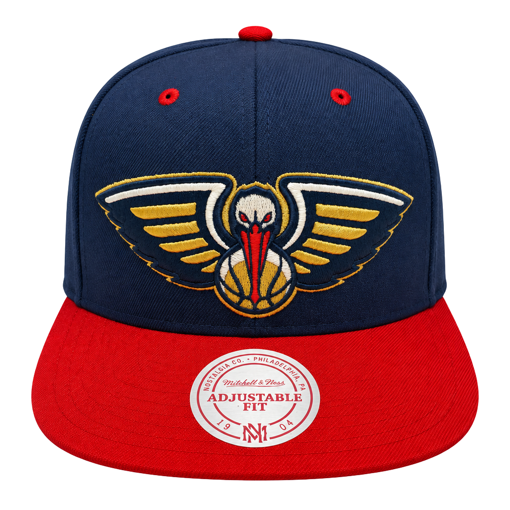 Mitchell & Ness New Orleans Pelicans Snapback Hat Navy Red 1