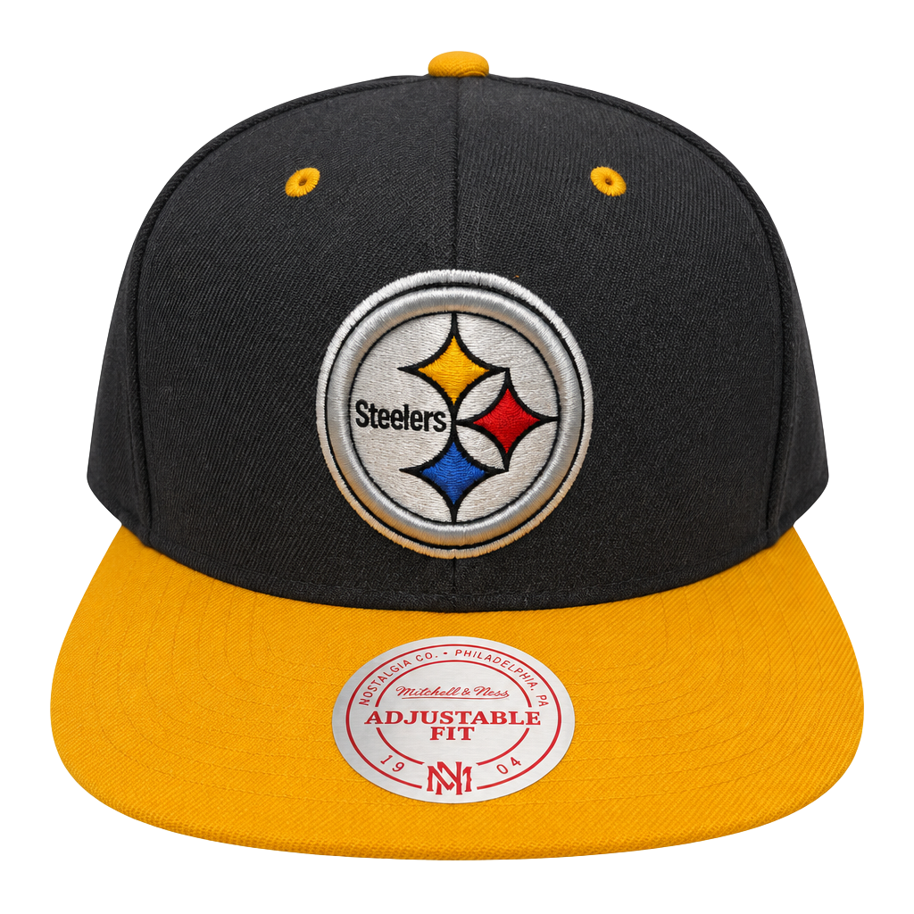 Mitchell & Ness Pittsburgh Steelers Snapback Hat Grey Yellow NFL 1