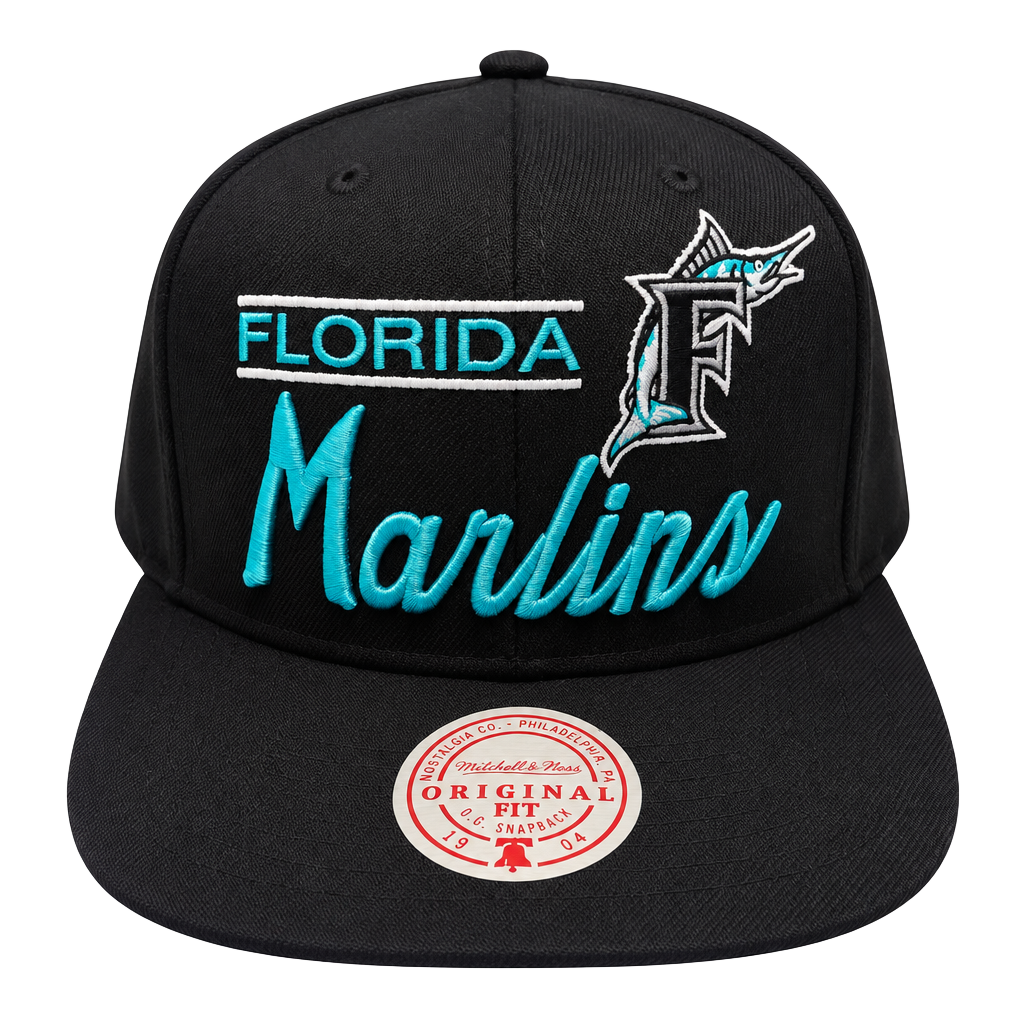 Mitchell & Ness Florida Marlins Cooperstown Evergreen Script Snapback Hat 1