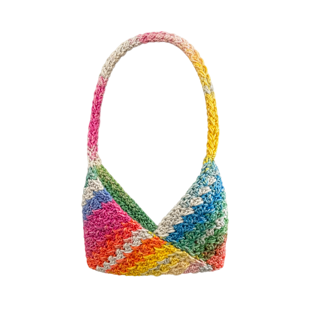 Handmade Crochet Rainbow Shoulder Bag See measurement photos 1