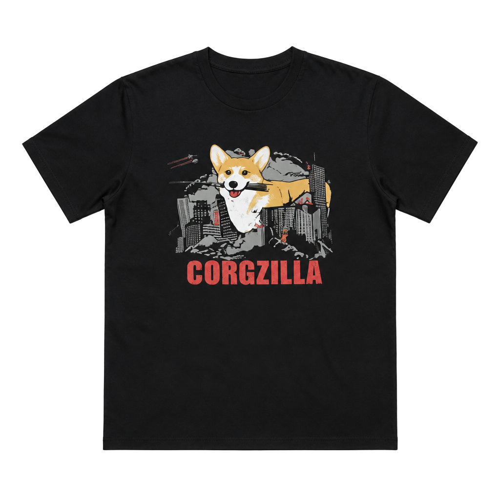 American Apparel Corgzilla Graphic T-Shirt Size XL Black 1