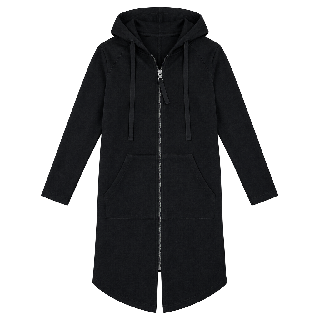 LOGO Lounge by Lori Goldstein QVC French Terry Long Hooded Jacket 1