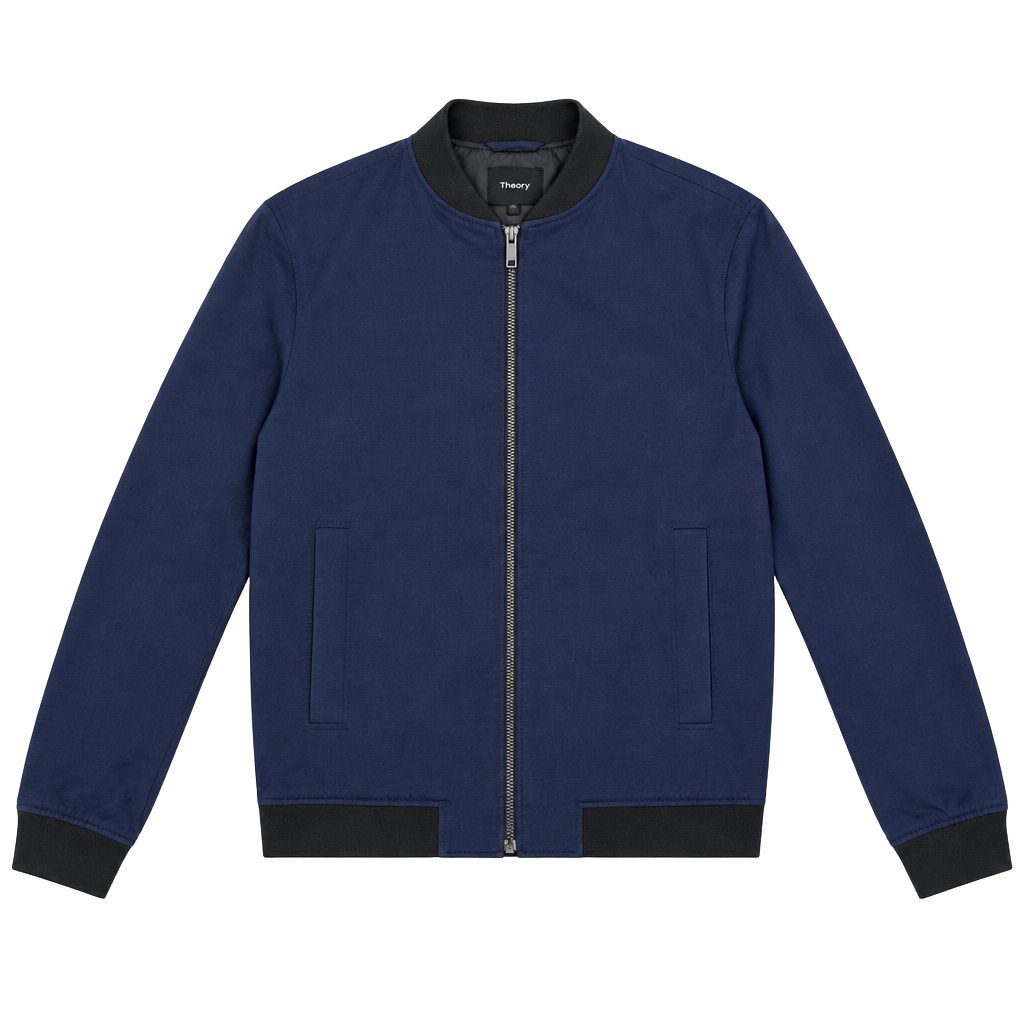 Theory Brenton O Ascend Size Large Navy Blue Bomber Jacket 1