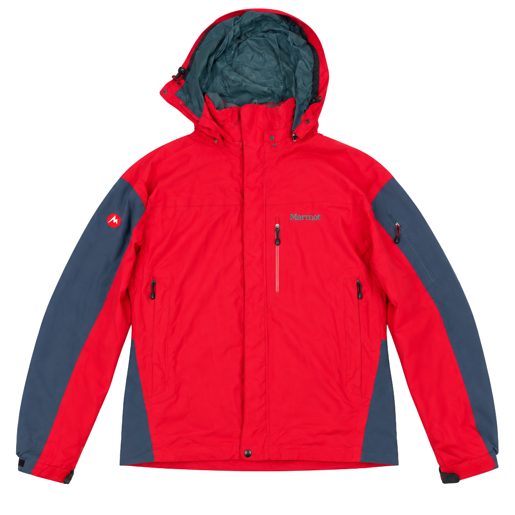 Marmot Hooded Jacket Size M Red Gray Winter Ski Snowboard Rain Coat 1