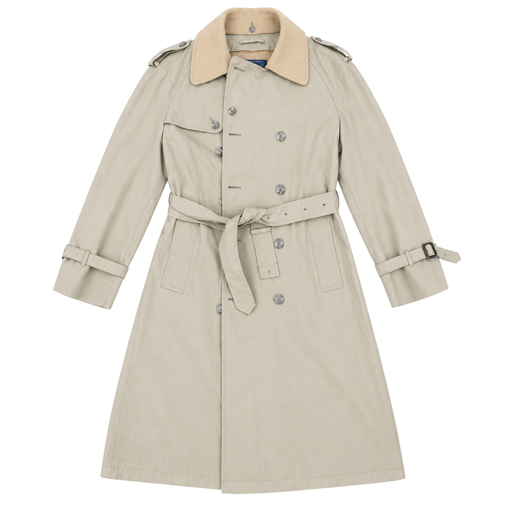 Lord Jeff The Man's Shop Tan Double Breasted Trench Coat Plaid Lining 1