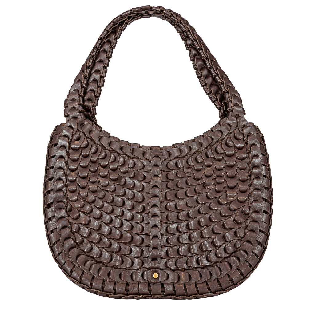 Marco Avane Brown Woven Leather Shoulder Bag 1