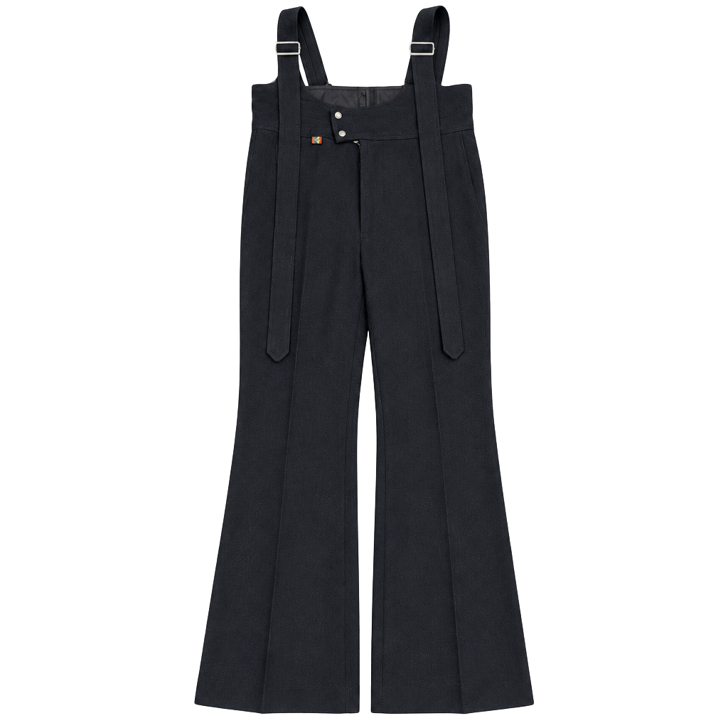 Roffe Vintage Wool Blend Suspender Ski Bib Pants Black 1