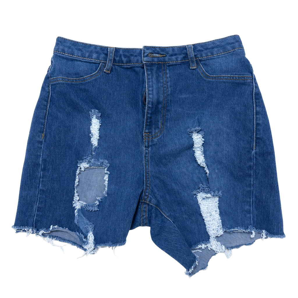 Fashion Nova Distressed Raw Hem High-Rise Denim Bermuda Shorts Size 11 1