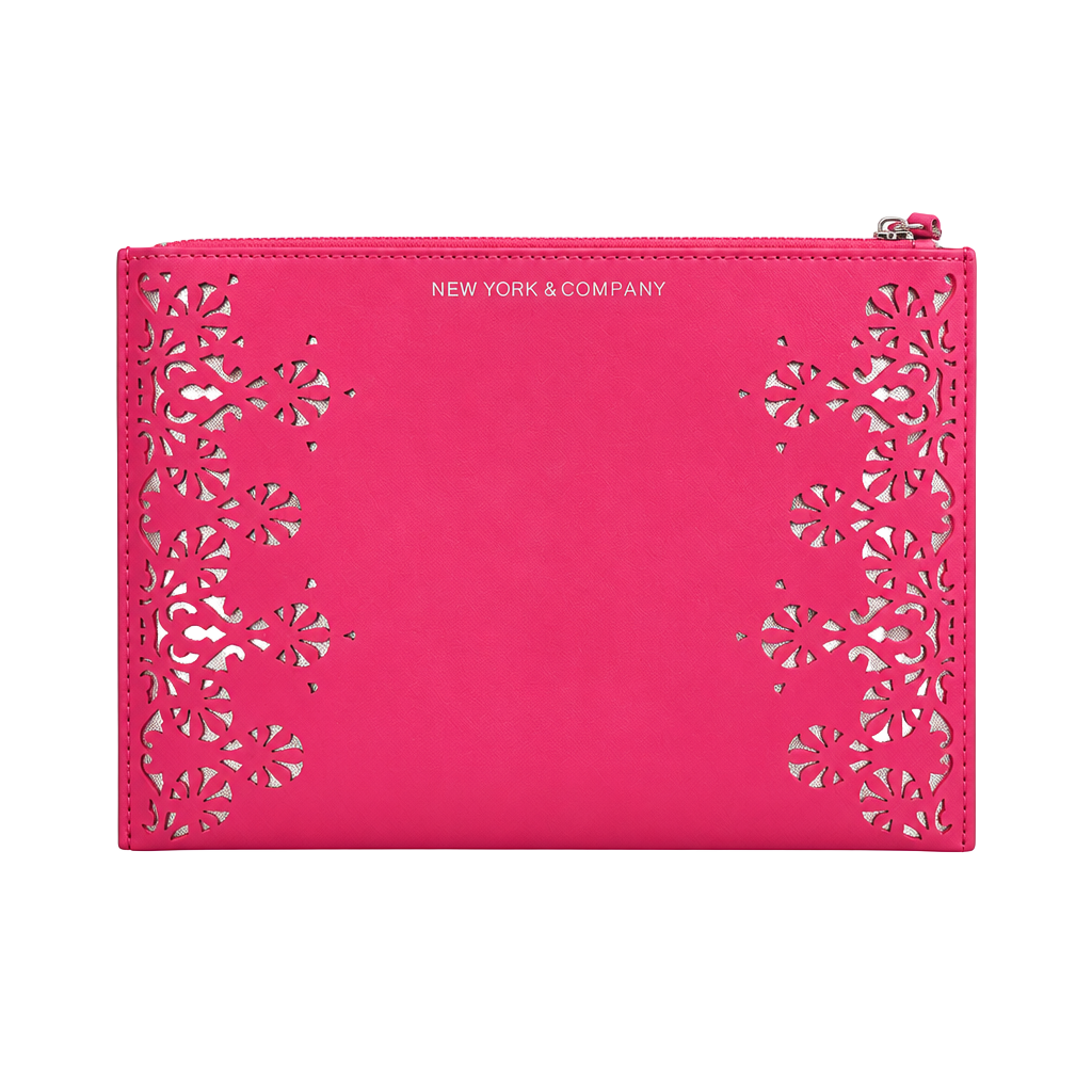 New York & Company Laser-Cut Wristlet Pouch in Hot Pink 1